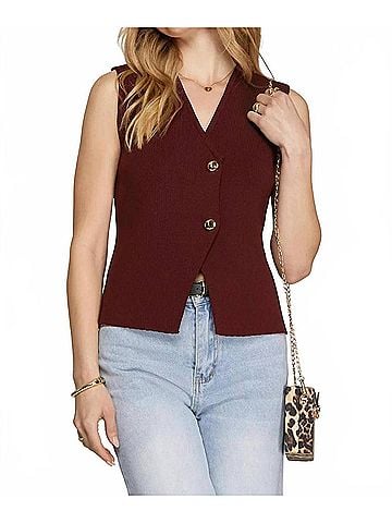 She + Sky Abbie Sweater Vest in Wine (view 2)