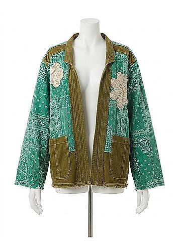 Pol Paisley Patch Jacket in Green Multi (view 1)