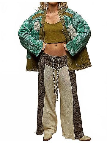 Pol Paisley Patch Jacket in Green Multi (view 2)
