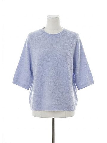 Autumn Cashmere Women's Brushed Oversized Elbow Sleeve Crew Top in Blue (view 1)