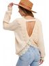 Bluivy White Crochet Lace Open Back Pullover Sweater in Cream Size M - photo 4
