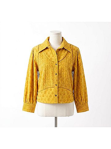 Ivy Jane Golden Hour Cropped Button Up in Yellow (view 1)