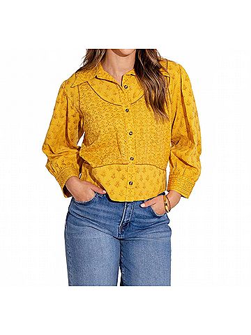 Ivy Jane Golden Hour Cropped Button Up in Yellow (view 2)