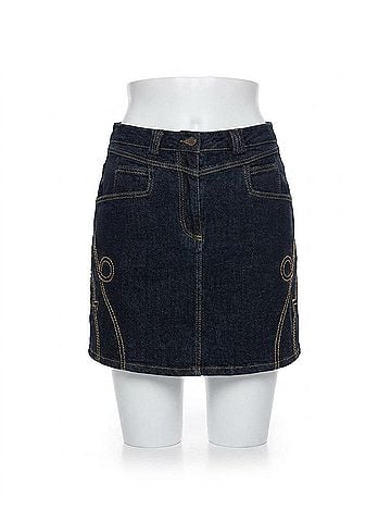 She + Sky Cow Girl Mini Skirt in Dark Denim (view 1)