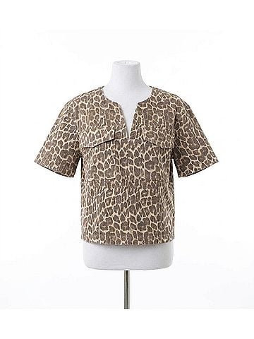 Karlie Denim Pocket Top in Leopard (view 1)