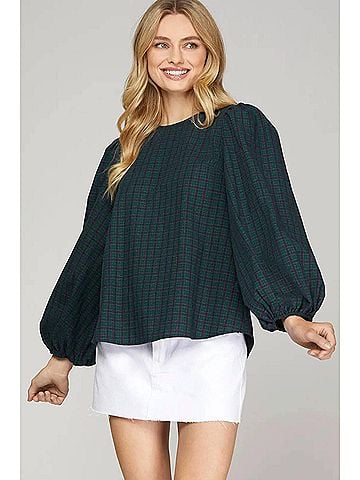 She + Sky Blaire Woven Top in Green (view 2)