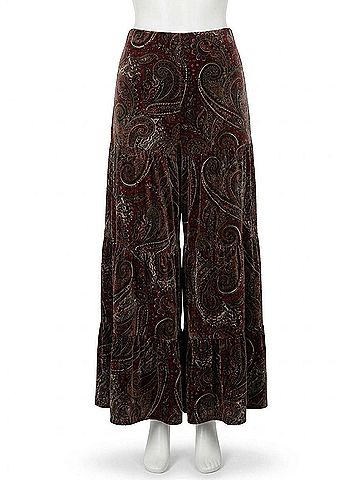 Ivy Jane Tiered Paisley Velvet Pant in Multi (view 1)