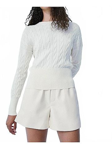 Melissa Nepton Lilo Faux Leather Short in Cream (view 2)
