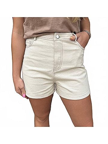 Mother Get To It High Rise Denim Short in Natural (view 2)