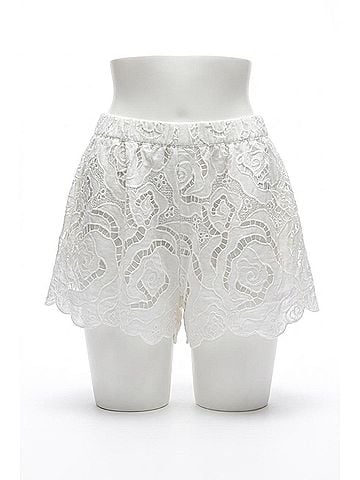 MIOU MUSE Floral Eyelet Pattern Shorts in White (view 1)