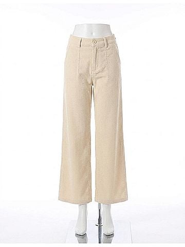 MIOU MUSE Mixed Corduroy With Pocket Pants in Cream (view 1)