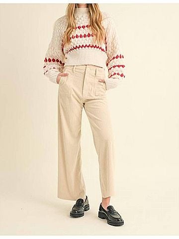 MIOU MUSE Mixed Corduroy With Pocket Pants in Cream (view 2)