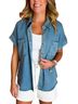 Blu Pepper Solid Blue Georgia Button Down Top in Denim Size S - photo 2