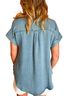 Blu Pepper Solid Blue Georgia Button Down Top in Denim Size S - photo 3