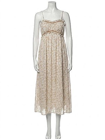 Davi & Dani Garden Floral Midi Dress in Beige (view 1)