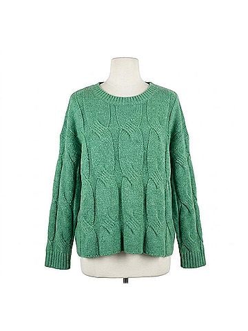 Davi & Dani Round Neck Sweater in Aqua Green (view 1)