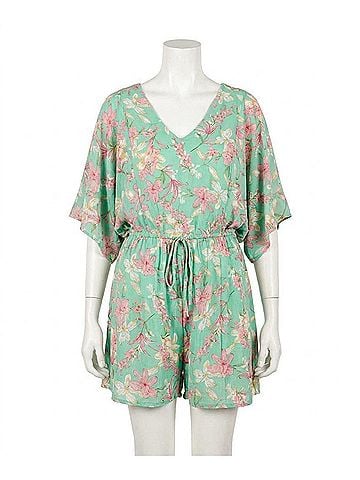 She + Sky Kimono Crush Romper in Mint (view 1)
