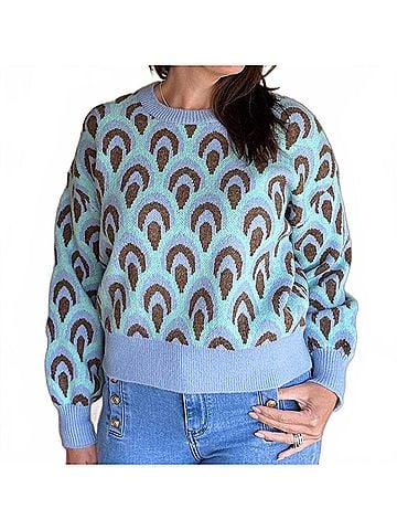 Davi & Dani Dreams Cozy Crew Sweater in Periwinkle (view 2)
