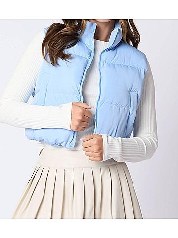 Peach Love Bella Puffer Vest in Blue (view 2)