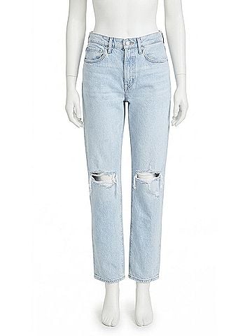 Good American Mid Rise Straight Leg 90's Jean in Blue (view 1)
