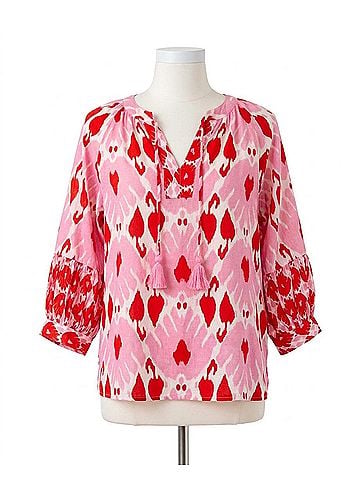 Ivy Jane Ikat Your Heart Top in Red (view 1)