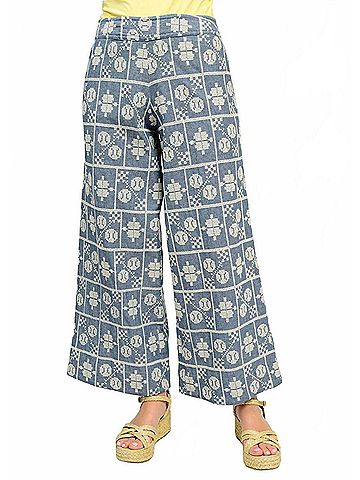 Ivy Jane Embroidered Wide Leg Pant in Indigo (view 2)