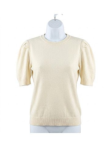 She + Sky Meadow Knit Short Sleeve Sweater - Plus in Cream (view 1)