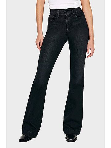 Good American Good Legs Flare Jean in Black (view 2)