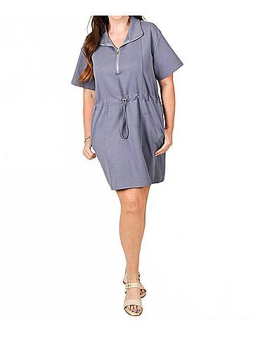 She + Sky Scuba Knit Dress in Blue (view 2)