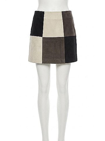 MIOU MUSE Soho Suede Skirt in Black/White (view 1)