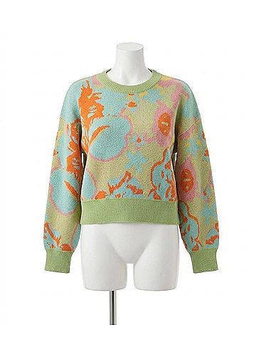 Davi & Dani Sunset Garden Long Sleeve Sweater in Blue (view 1)