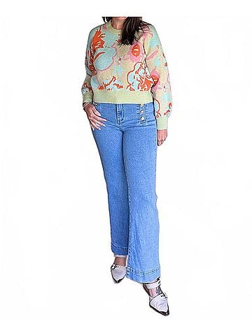 Davi & Dani Sunset Garden Long Sleeve Sweater in Blue (view 2)