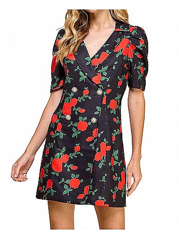 TCEC Rose Mini Dress in Black (view 2)