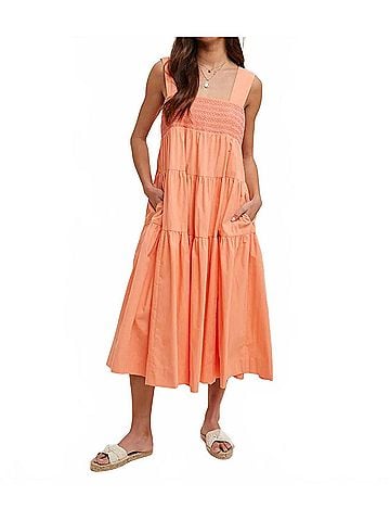 Wishlist Boho Floral Midi Dress in Sunkist/Punch (view 2)