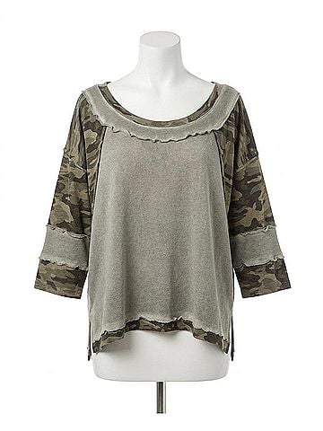 Pol Fearless Perfect Knit Top in Camo (view 1)