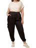 Gilli Solid Black Drawstring Satin Cargo Joggers - Plus in Black Size 3X - photo 2