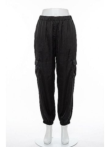 Gilli Drawstring Satin Cargo Joggers - Plus in Black (view 1)