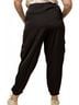 Gilli Solid Black Drawstring Satin Cargo Joggers - Plus in Black Size 1X - photo 3