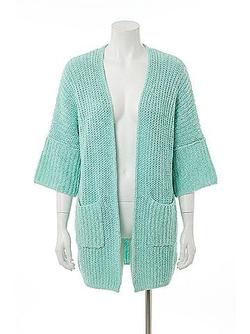 Pol Sorbet Chenille Slouch Cardigan in Mint (view 1)