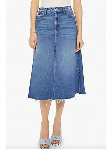 Mother Circle Midi Fray Skirt in Dream Team (view 2)