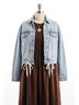 Blank NYC Solid Blue Drawstring Hem Denim Jacket in Medium Wash Size M - photo 1