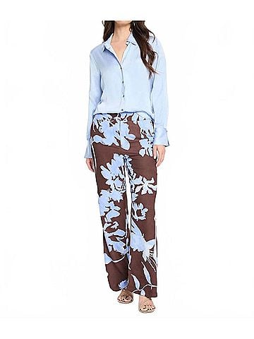 Nic + Zoe Cloud Blossom Eliot Wide Leg Pants in Brown Multi (view 2)