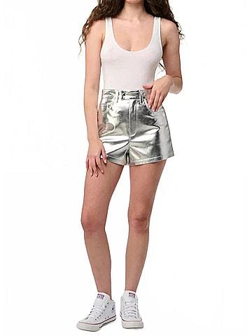 Blank NYC Women's Space Walk Short in Silver (view 2)