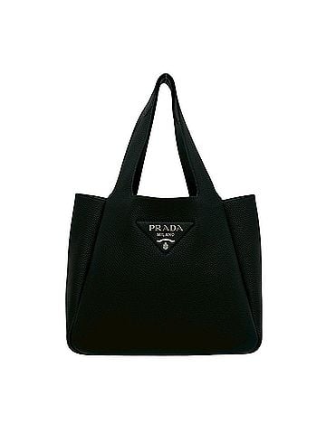 Prada PRADA Prada Triangle Logo Hardware Vitello Daino Leather Genuine Handbag Mini Tote Bag Black 994-1 (view 1)