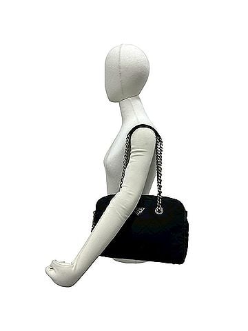 Prada PRADA Triangle Logo Hardware Quilted Nylon Leather Semi-Shoulder Bag Tote Black 28786 (view 2)