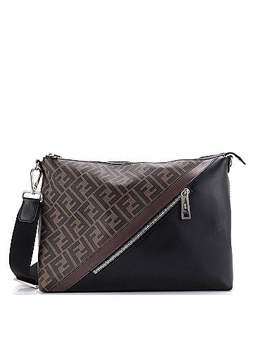 Fendi Front Zip Messenger Zucca Coated Canvas and Leather Large (view 1)