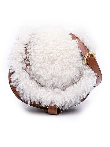 Chloé Mini Shearling and Calfskin Marcie Saddle Crossbody (view 1)