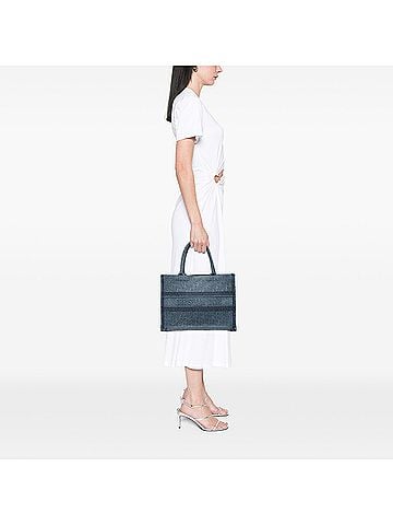 Dior Medium Oblique Denim Book Tote (view 2)