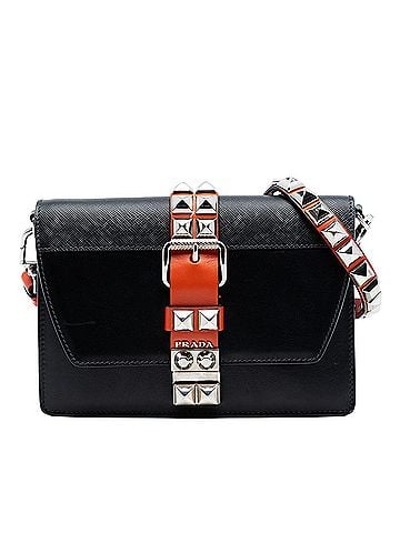 Prada City Calfskin and Saffiano Studded Elektra Crossbody (view 1)