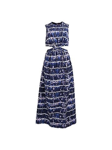 Altuzarra Altuzarra Ashima Shibori-Print Cutout Midi Dress in Navy Blue Cotton (view 1)